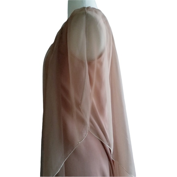 1970s Changes Dark Tan Poly Tank Dress w/Chiffon - Picture 4 of 6